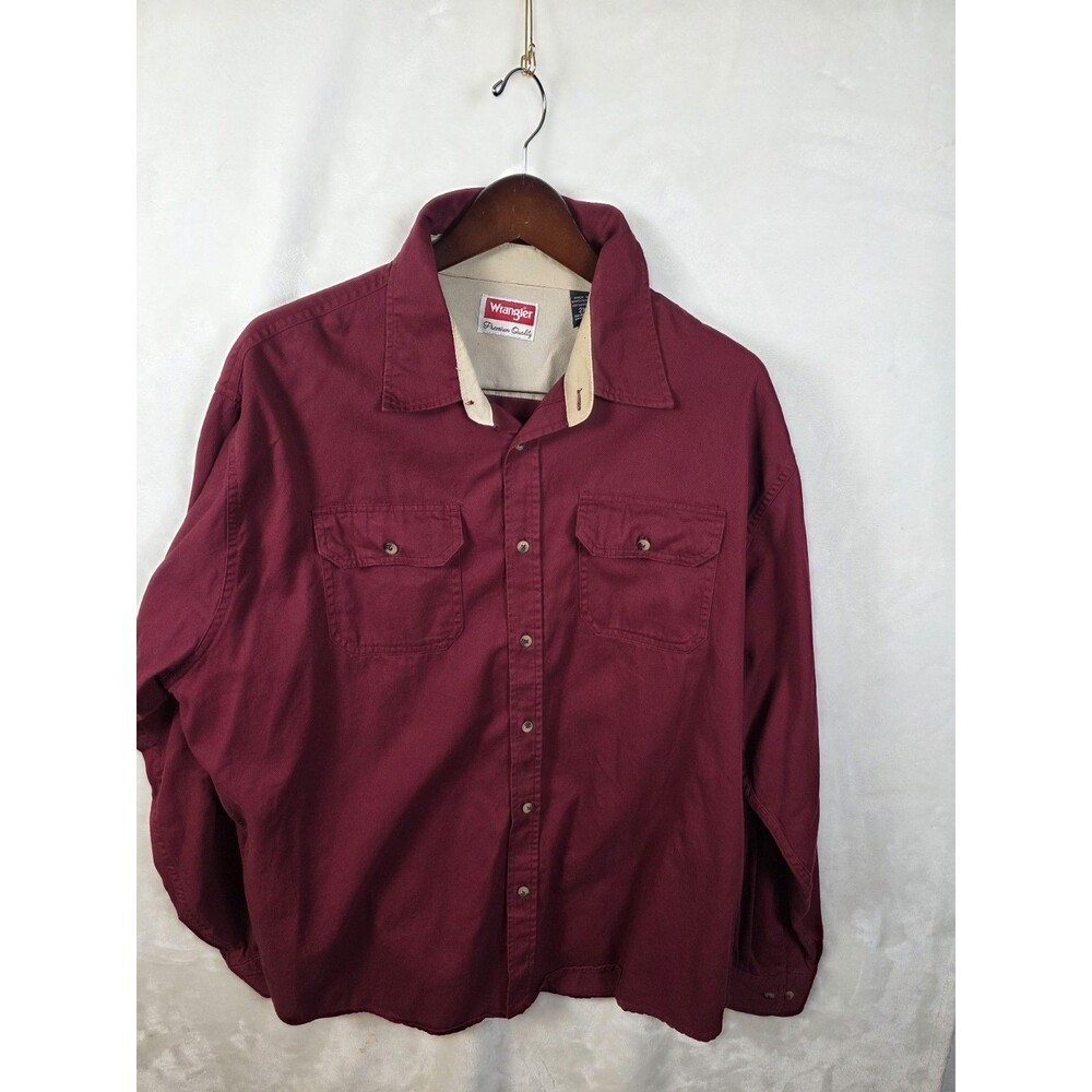 Wrangler Shirt Mens XXL Red Button Up Short‎ Sleeve Premium Quality